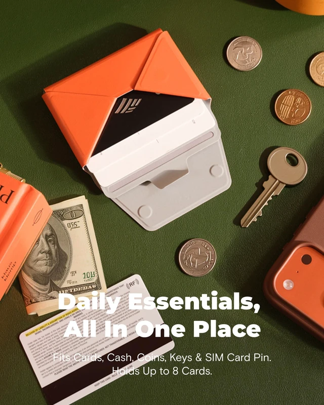 Alt view image 3 of 7 - Trackable Field Wallet & Stand, Magsafe Phone Wallet, Jet Black | Apple Find My & Google Find Hub Integration | Holds 8 Cards | MOVAS Leather | Pull-to-Access | Travel Essential | Best Gift