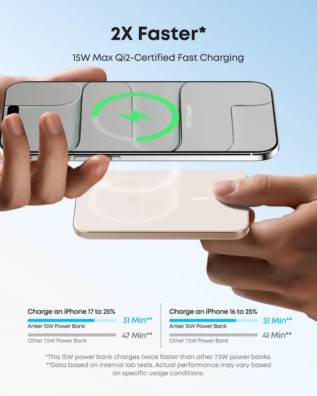 Alt view image 4 of 6 - Nano Magnetic Power Bank, 5,000mAh Qi2-Certified 15W Portable Charger | Ultra-Slim Travel Essentials: 0.34 in, Qi2 15W MagSafe-Compatible Battery Pack for iPhone 17/16/15 Series and More