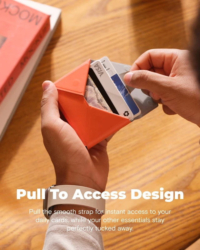 Alt view image 4 of 7 - Trackable Field Wallet & Stand, Magsafe Phone Wallet, Jet Black | Apple Find My & Google Find Hub Integration | Holds 8 Cards | MOVAS Leather | Pull-to-Access | Travel Essential | Best Gift