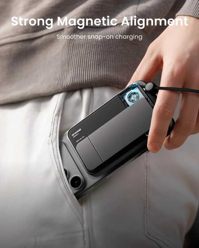 Alt view image 4 of 7 - for MagSafe Power Bank Qi2.2 25W 10000mAh Magnetic Portable Charger | ICEMAG 3 35W USB-C Charging with Active Cooling& Built-in Cable, Transparent Design, Wireless Battery Pack for iPhone 18 Pro
