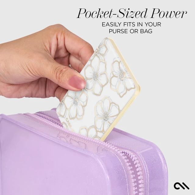 Alt view image 4 of 7 - MagSafe Portable Charger Power Bank - Floral Gems | Slim and Lightweight iPhone Charger for Fast Charging - Qi-Compatible 5000mAh Magnetic Wireless Battery Pack with USB-C Cable
