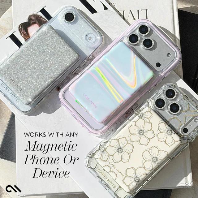 Alt view image 7 of 7 - MagSafe Portable Charger Power Bank - Floral Gems | Slim and Lightweight iPhone Charger for Fast Charging - Qi-Compatible 5000mAh Magnetic Wireless Battery Pack with USB-C Cable