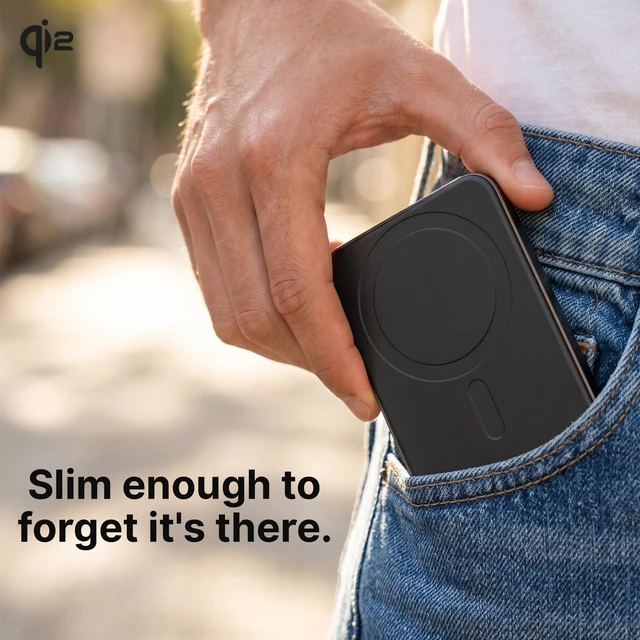 Alt view image 2 of 7 - Magnetic Power Bank 10000mAh, MagSafe Battery Pack Qi2 15W Wireless Charger + 20W USB-C Slim Aluminium Portable Charger for iPhone Air/17/16/15/14/13/12 & AirPods, 12in Cable, Black