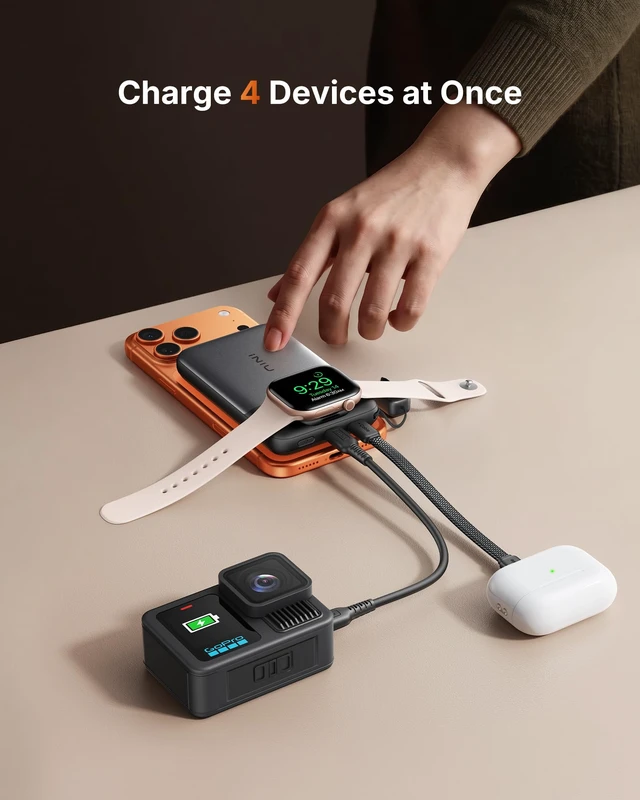 Alt view image 6 of 7 - for Magsafe Qi2.2 25W Portable Charger, 10000mAh Apple Watch Charger | Magnetic 25W & Wired 45W Fast Charging with USB-C Cable, for iPhone 18 - 12 Series, Wireless 5W for Apple Watch S1-S11