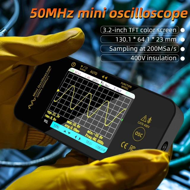 Alt view image 2 of 7 - BSIDE OT5 Handheld Oscilloscope 50MHz Bandwidth Digital Oscilloscope | 3.2'' TFT Display Portable Automotive Oscilloscope 200MSa/s Sampling Rate Trigger Function Auto/Nomal/Single