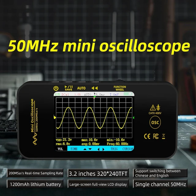 Alt view image 4 of 7 - BSIDE OT5 Handheld Oscilloscope 50MHz Bandwidth Digital Oscilloscope | 3.2'' TFT Display Portable Automotive Oscilloscope 200MSa/s Sampling Rate Trigger Function Auto/Nomal/Single