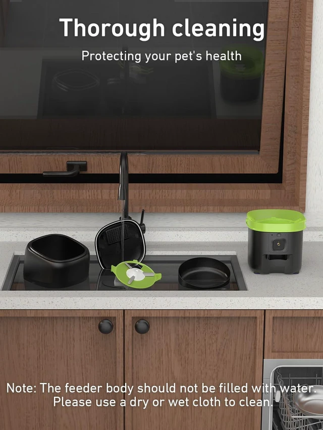 Alt view image 6 of 7 - Automatic Cat Feeder with Camera - 5G WiFi Auto Cat Food Dispenser, 1080P HD Video with Night Vision, 1-15 Meals, 1-99 Portions, 2-Way Audio, Keeps Food Fresh, Timed Pet Feeder Also for Dogs