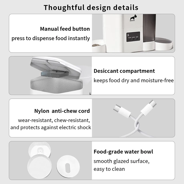 Alt view image 7 of 7 - Automatic Cat Feeder 2-in-1 Cat Feeder and Gravity-Fed Water System | 3L Food Tank & 2L Water Tank for Supports 5G/2.4GHz Dual-band WiFi APP Remote Control | Up to 10 Timed Feedings Per Day