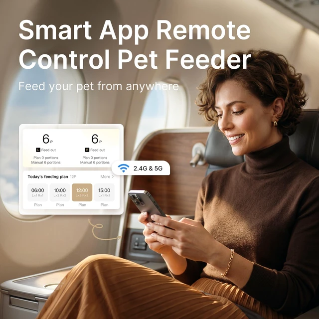 Alt view image 3 of 7 - Automatic Cat Feeder for 2 Cats, Dual Cat Feeder with 5G WiFi APP | Cat Food Dispenser App Control, Timed Precise Feeding, Portion Control, 5L Auto Pet Feeder, Double Stainless, Voice Recorder
