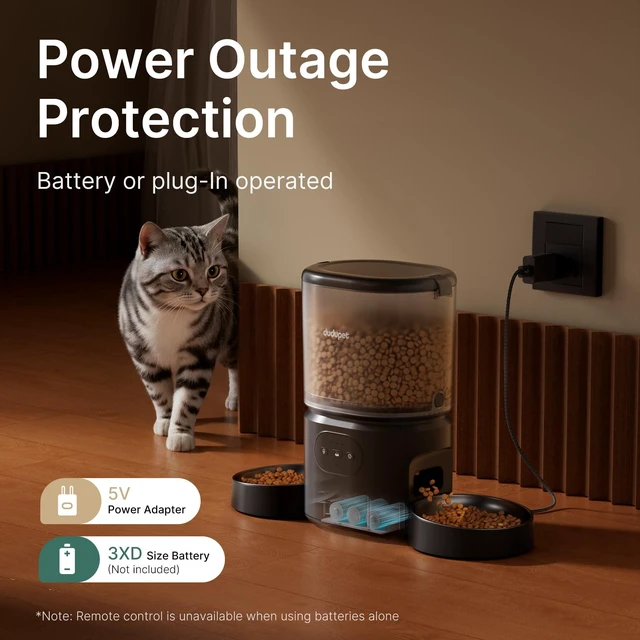 Alt view image 5 of 7 - Automatic Cat Feeder for 2 Cats, Dual Cat Feeder with 5G WiFi APP | Cat Food Dispenser App Control, Timed Precise Feeding, Portion Control, 5L Auto Pet Feeder, Double Stainless, Voice Recorder