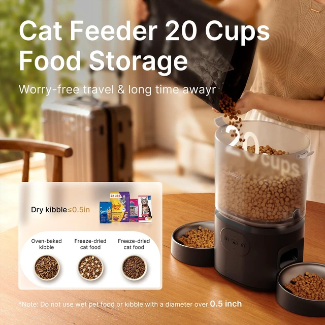 Alt view image 6 of 7 - Automatic Cat Feeder for 2 Cats, Dual Cat Feeder with 5G WiFi APP | Cat Food Dispenser App Control, Timed Precise Feeding, Portion Control, 5L Auto Pet Feeder, Double Stainless, Voice Recorder