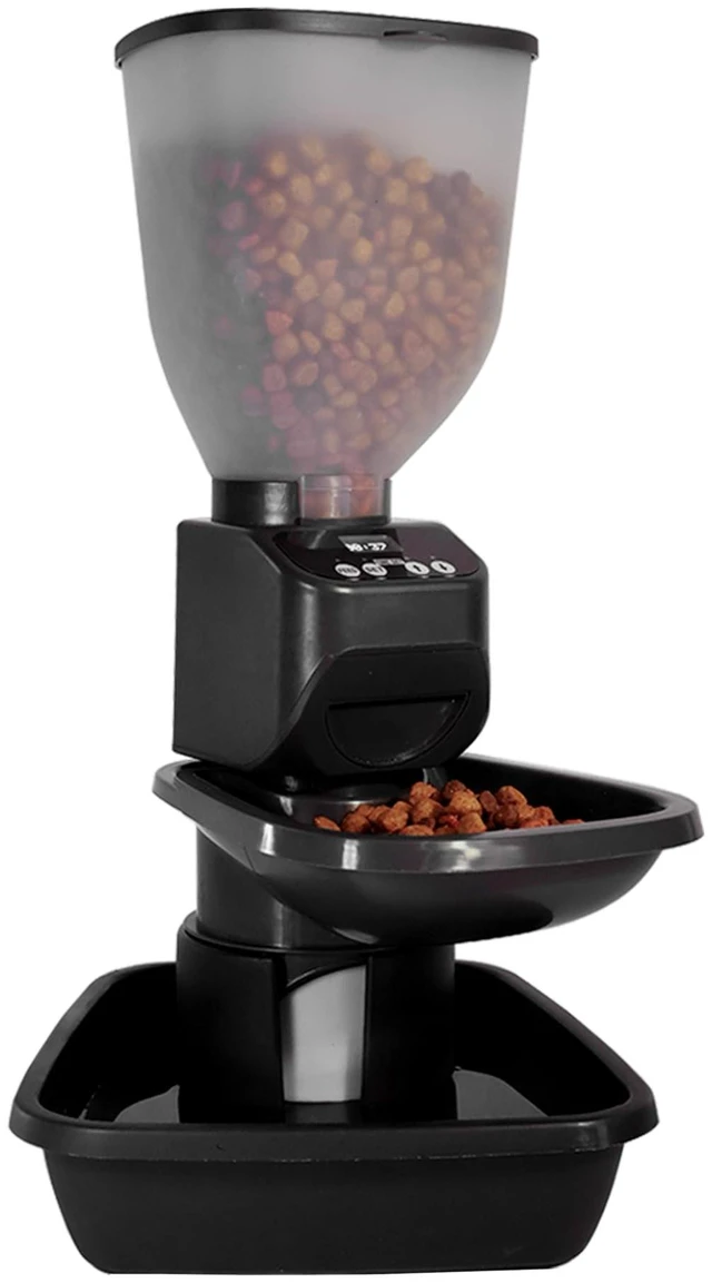 Main image of ® Automatic Dog & Cat Food Feeder with Water Dispenser, Smart Portion Control, OLED Display, Anti-Jam Design, Battery Operated, XS 415 lbs Pets, Black