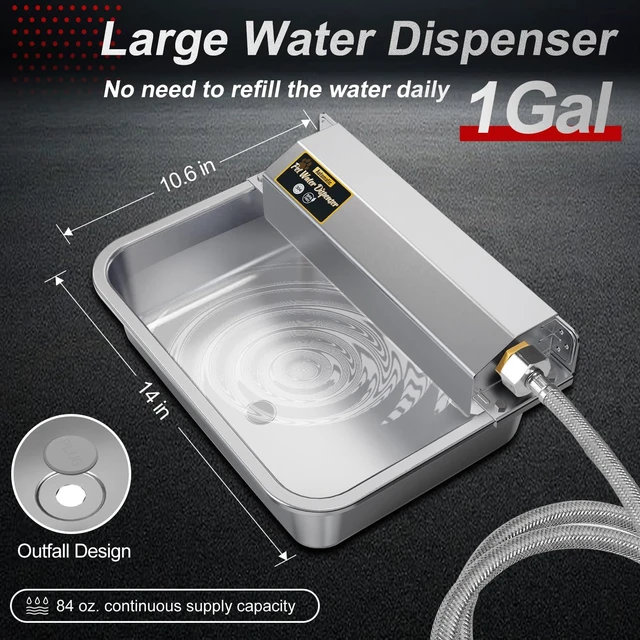 Alt view image 2 of 7 - 1Gal/3.8L Automatic Water Dispenser for Dogs, Patented Automatic Dog Water Bowl Dispenser, Stainless Steel Water Bowl for Livestock Chicken, Outdoor Dog Water Feeder Fit 3/4'' GHT Faucet