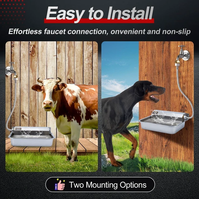Alt view image 4 of 7 - 1Gal/3.8L Automatic Water Dispenser for Dogs, Patented Automatic Dog Water Bowl Dispenser, Stainless Steel Water Bowl for Livestock Chicken, Outdoor Dog Water Feeder Fit 3/4'' GHT Faucet