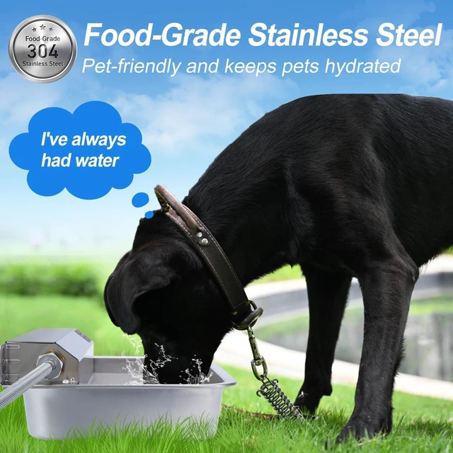 Alt view image 5 of 7 - 1Gal/3.8L Automatic Water Dispenser for Dogs, Patented Automatic Dog Water Bowl Dispenser, Stainless Steel Water Bowl for Livestock Chicken, Outdoor Dog Water Feeder Fit 3/4'' GHT Faucet