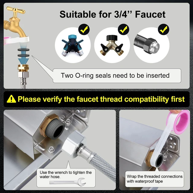 Alt view image 6 of 7 - 1Gal/3.8L Automatic Water Dispenser for Dogs, Patented Automatic Dog Water Bowl Dispenser, Stainless Steel Water Bowl for Livestock Chicken, Outdoor Dog Water Feeder Fit 3/4'' GHT Faucet