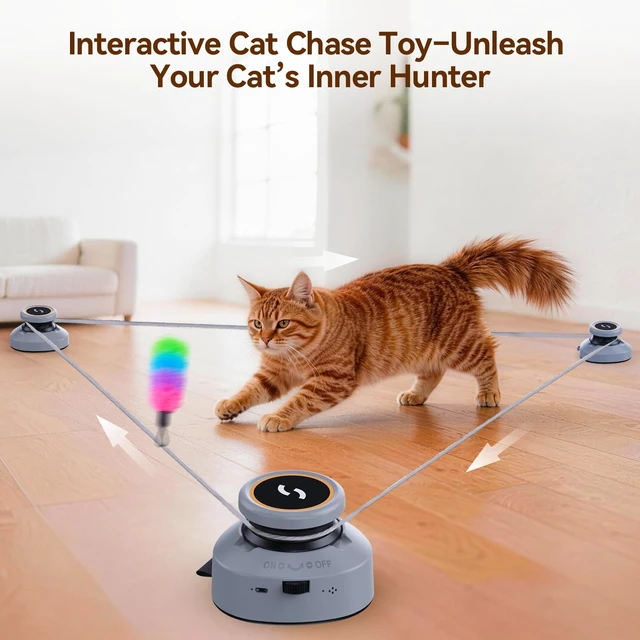 Alt view image 4 of 7 - Automatic Interactive Cat Toys for Indoor Cats with DIY Chase Track | Adjustable Speed, Rechargeable Electric Moving Treadmill Self-Play Exercise Toy with Feather for Bored Kittens & Adult Cats