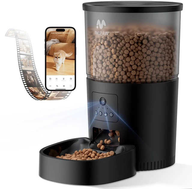 Main image of Automatic Cat Feeder with Camera - AI Pet Recognition & Recording, Night Vision, 5G WiFi APP Remote Control, Two-Way Audio & Desiccant Bag, Timed Programmable Food Dispenser for Small Pets