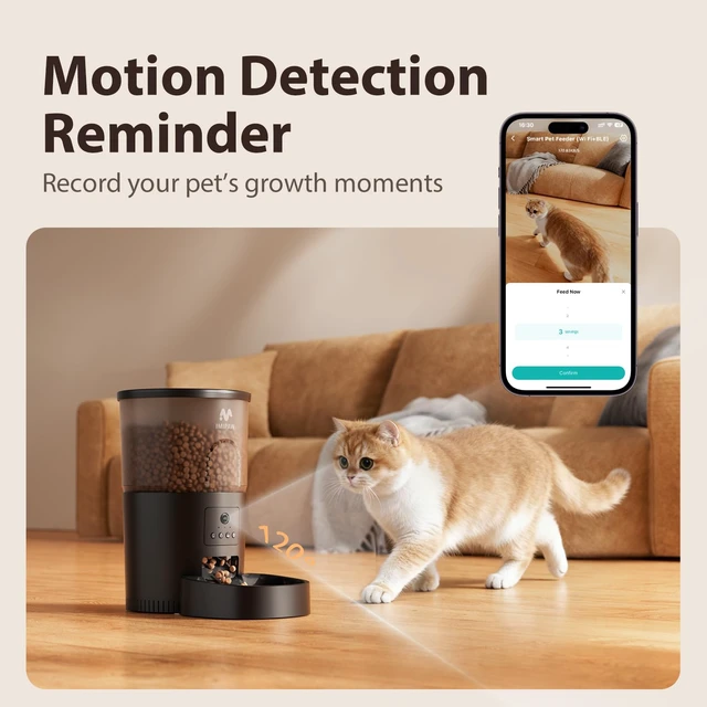 Alt view image 4 of 7 - Automatic Cat Feeder with Camera - AI Pet Recognition & Recording, Night Vision, 5G WiFi APP Remote Control, Two-Way Audio & Desiccant Bag, Timed Programmable Food Dispenser for Small Pets
