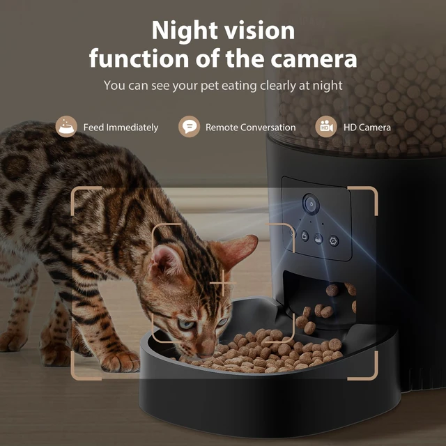 Alt view image 6 of 7 - Automatic Cat Feeder with Camera - AI Pet Recognition & Recording, Night Vision, 5G WiFi APP Remote Control, Two-Way Audio & Desiccant Bag, Timed Programmable Food Dispenser for Small Pets