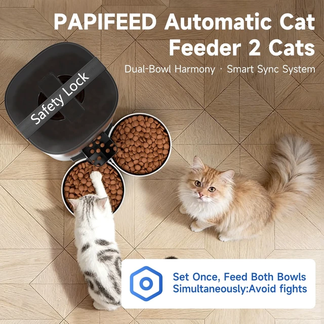 Alt view image 3 of 7 - Automatic Cat Feeder 2 Cats, WiFi Auto Cat Feeder with App, 7L Slow-Feed Cat Food Dispenser for Dry Food, Dual Power Supply Timed Pet Feeder for Cat, 10 Meals/Day, 12 Portions/Meal