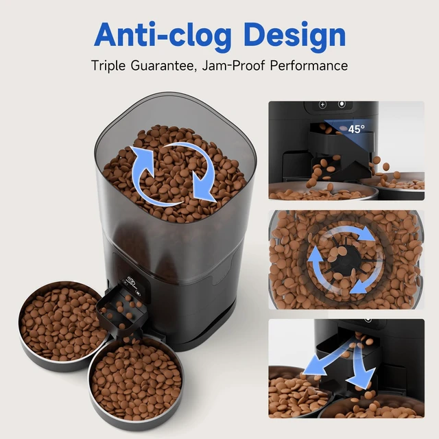 Alt view image 4 of 7 - Automatic Cat Feeder 2 Cats, WiFi Auto Cat Feeder with App, 7L Slow-Feed Cat Food Dispenser for Dry Food, Dual Power Supply Timed Pet Feeder for Cat, 10 Meals/Day, 12 Portions/Meal