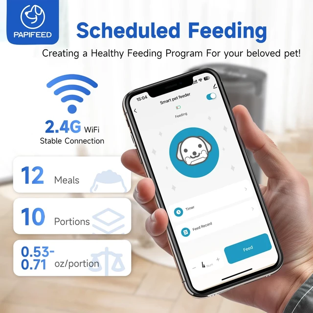 Alt view image 2 of 7 - Automatic Cat Feeder 2 Cats, WiFi Auto Cat Feeder with App, 7L Slow-Feed Cat Food Dispenser for Dry Food, Dual Power Supply Timed Pet Feeder for Cat, 10 Meals/Day, 12 Portions/Meal
