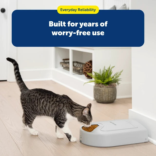 Alt view image 7 of 7 - Automatic Dog Feeder, 5 Meals, 40 oz Capacity, Plastic, for Dry Food, Multiple Pets