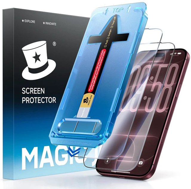Main image of for iPhone 18 Pro Max Screen Protector Easy Installation | 2 Pack, 6.9 inch, HD Clear, 9H Tempered Glass, Bubble Free, Auto Dust-Elimination