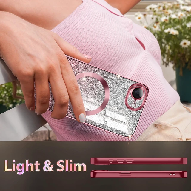 Alt view image 6 of 7 - for iPhone 17e Case,Compatible with MagSafe,Clear Magnetic Glitter Sparkle Luxury Plated Soft TPU Bumper Full Camera Lens Protector for Apple iPhone 17e,All Rose Gold