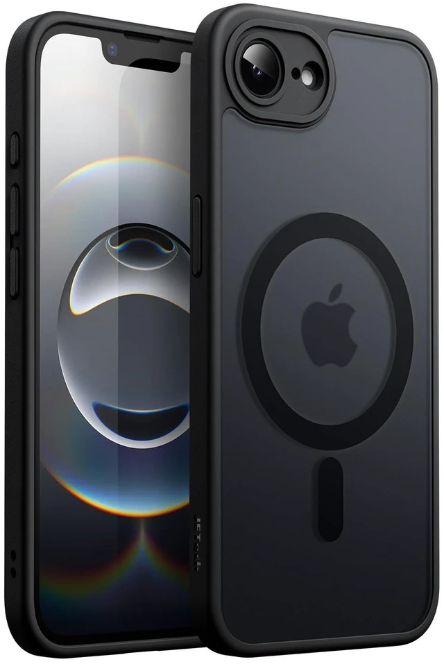 Main image of Magnetic Matte Case for iPhone 17e/16e, Black | Compatible with MagSafe, Translucent Matte Back, Slim Shockproof Protection