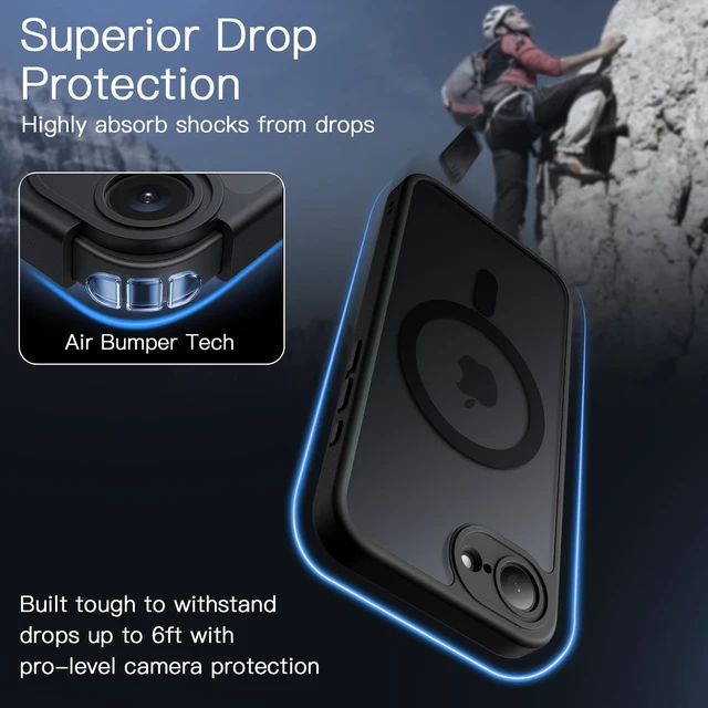 Alt view image 4 of 6 - Magnetic Matte Case for iPhone 17e/16e, Black | Compatible with MagSafe, Translucent Matte Back, Slim Shockproof Protection