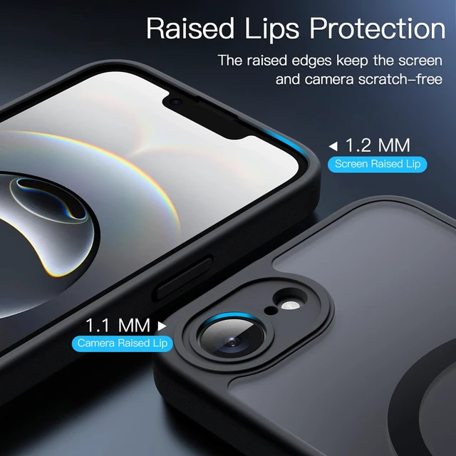 Alt view image 6 of 6 - Magnetic Matte Case for iPhone 17e/16e, Black | Compatible with MagSafe, Translucent Matte Back, Slim Shockproof Protection