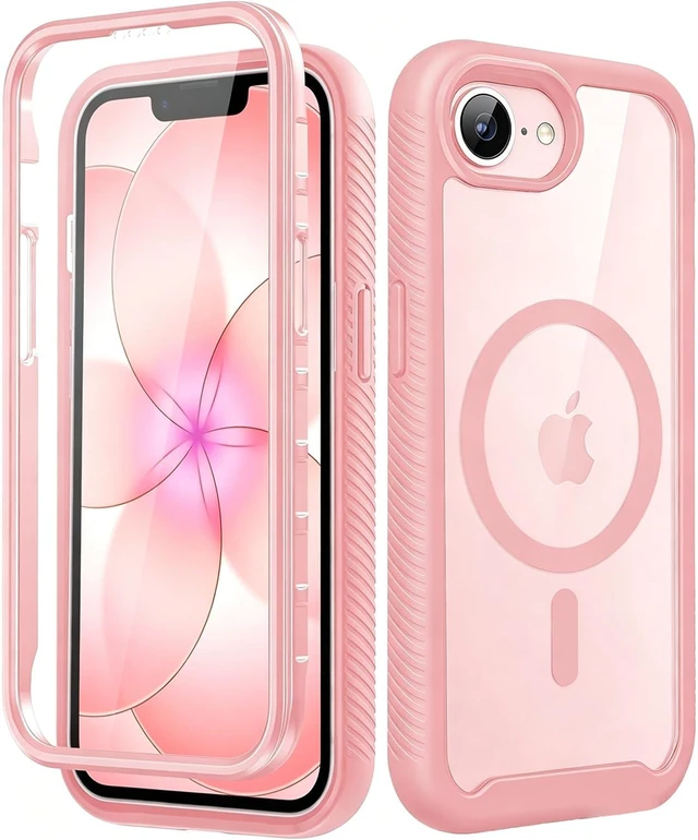 Main image of for iPhone 16e & 17e Case with Built-in Sensitive Screen Protector, Full-Body Dual Front & Back Protective Phone Case, Pink