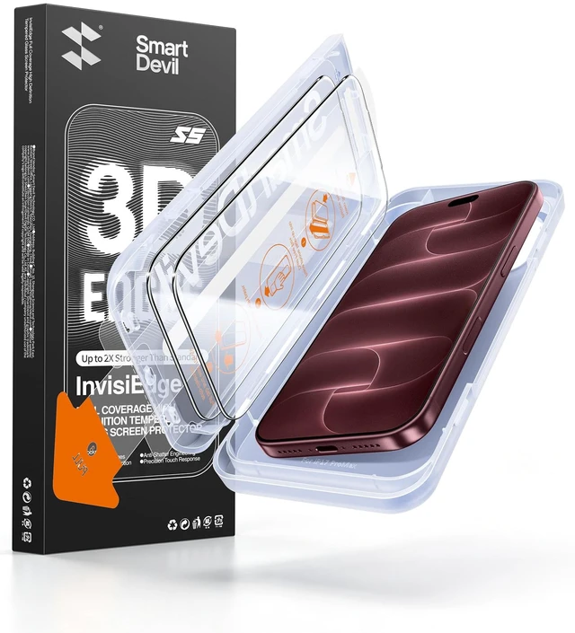 Main image of 2 Pack Tempered Glass for iPhone 18 Pro Max Screen Protector | Full Coverage,3D Rounded Edges, HD Clear, OnePress Bubble-Free Instant Install, Military-Grade Shatterproof
