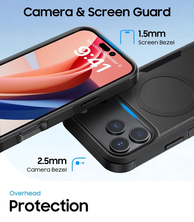 Alt view image 5 of 7 - Magnetic for iPhone 18 Pro Max Case Dual-Layer Rugged Black | Heavy-Duty Armor, Military-Grade Drop & Impact Protection, Tough Matte Finish Fit for MagSafe Phone Case for iPhone 18 ProMax