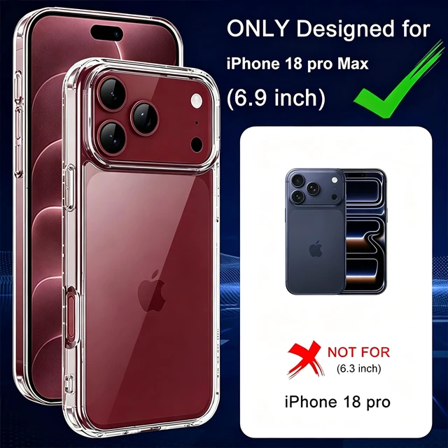 Alt view image 2 of 7 - for iPhone 18 Pro Max Case Crystal Clear, Not Yellowing, Slim Fit | with Screen Protector & Camera Lens Protector, Military-Grade Drop Protection, Women Men Funda para for iPhone 18 ProMax