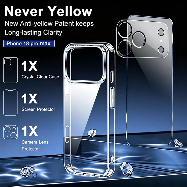 Alt view image 3 of 7 - for iPhone 18 Pro Max Case Crystal Clear, Not Yellowing, Slim Fit | with Screen Protector & Camera Lens Protector, Military-Grade Drop Protection, Women Men Funda para for iPhone 18 ProMax