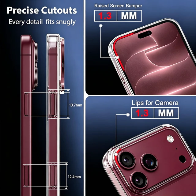 Alt view image 4 of 7 - for iPhone 18 Pro Max Case Crystal Clear, Not Yellowing, Slim Fit | with Screen Protector & Camera Lens Protector, Military-Grade Drop Protection, Women Men Funda para for iPhone 18 ProMax
