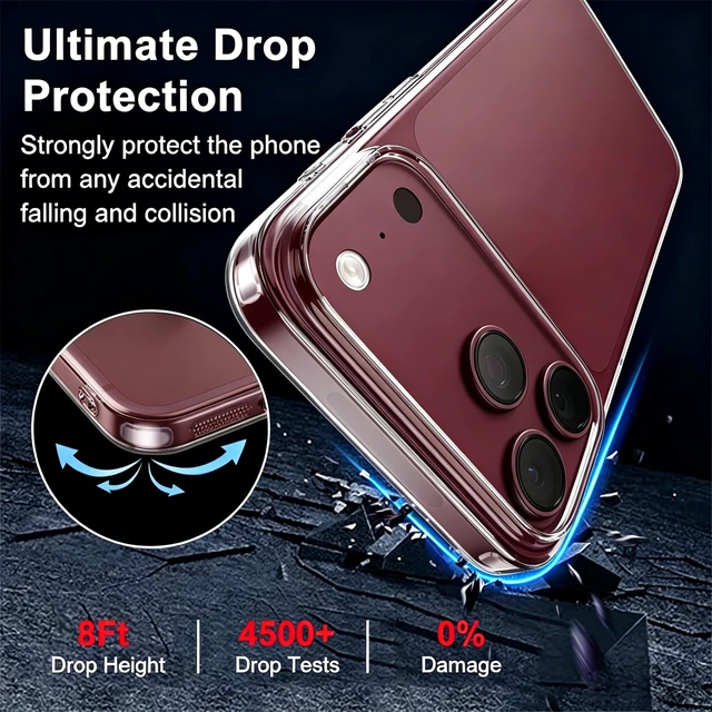 Alt view image 6 of 7 - for iPhone 18 Pro Max Case Crystal Clear, Not Yellowing, Slim Fit | with Screen Protector & Camera Lens Protector, Military-Grade Drop Protection, Women Men Funda para for iPhone 18 ProMax