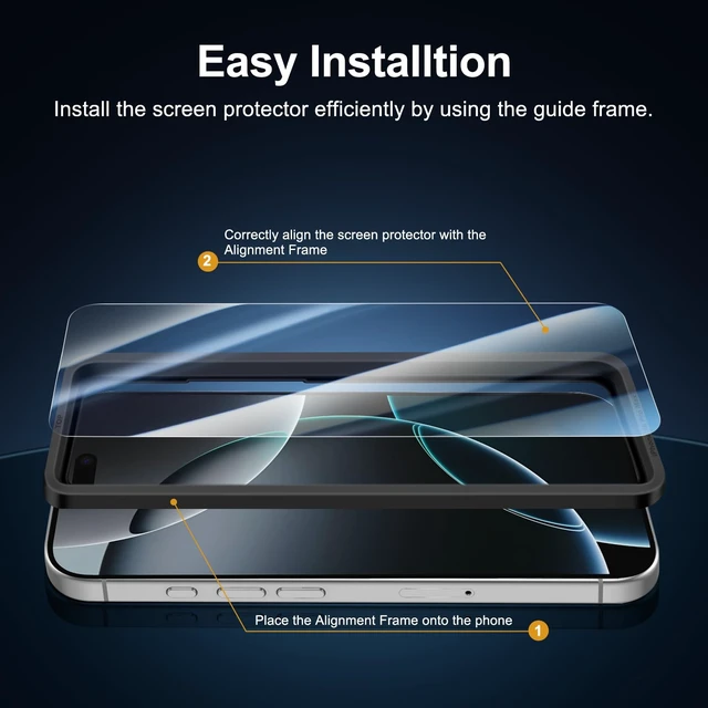 Alt view image 3 of 7 - for iPhone 17 Pro Max, iPhone 16 Pro Max Screen Protector HD Clear | 3 Pack, HD Clear, Easy Installation Tool Included, Tempered Glass, 9H Hardness, Scratch Resistant, Bubble Free