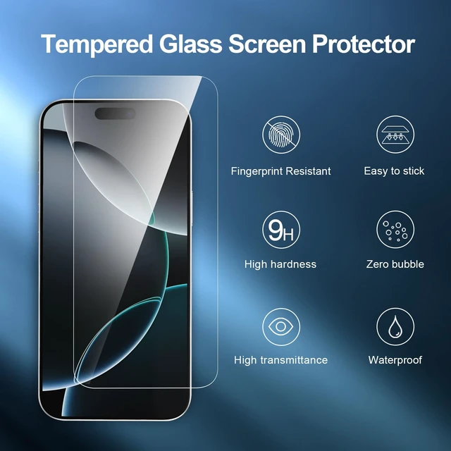 Alt view image 4 of 7 - for iPhone 17 Pro Max, iPhone 16 Pro Max Screen Protector HD Clear | 3 Pack, HD Clear, Easy Installation Tool Included, Tempered Glass, 9H Hardness, Scratch Resistant, Bubble Free