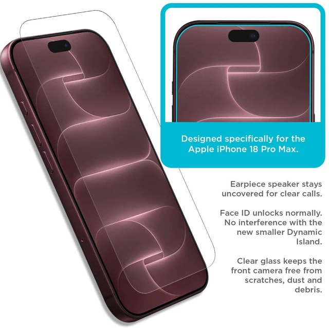 Alt view image 5 of 6 - Screen Protector for iPhone 18 Pro Max, Ballistic Glass, 3-Pack | 9H Tempered hardness, Oleophobic coating, Case-friendly fit, Bubble-free install, Crystal-clear display, Touch-sensitive