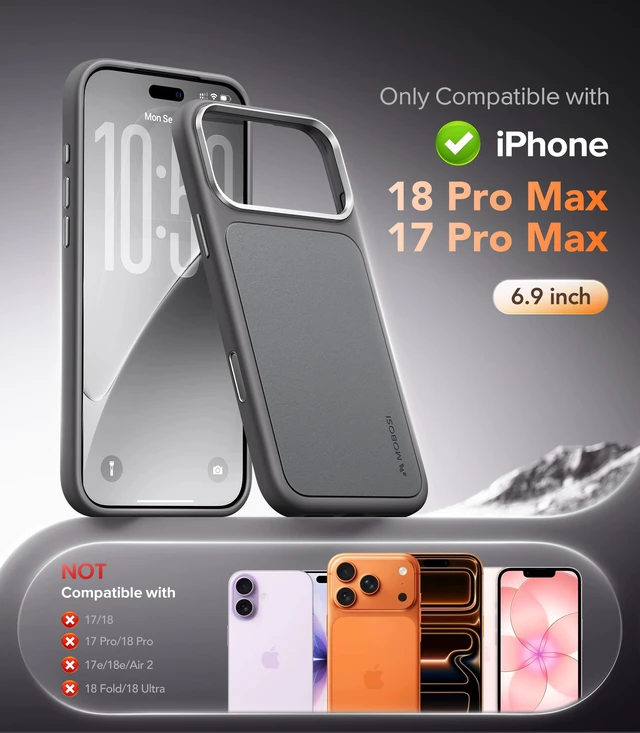 Alt view image 2 of 7 - for iPhone 18 Pro Max Case/iPhone 17 Pro Max Case Luxury Gray | Compatible with MagSafe, Enhanced Stain Resistant, Mil-Grade Drop Protection, Sophisticated, Understated, Premium, Sleek