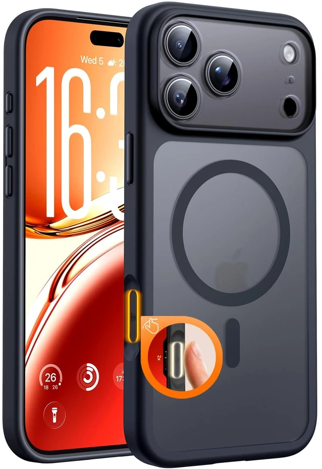 Main image of for iPhone 18 Pro Max Case, Compatible with MagSafe, Black | Built-in Magnets, Camera Control Cover, Full Camera & Military-Grade Protection Anti-Slip Slim Translucent Matte Phone Case