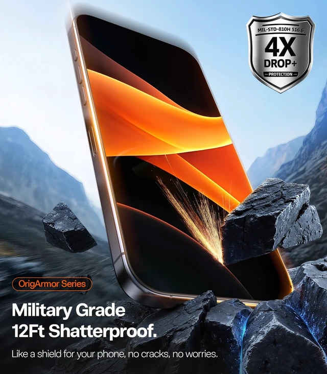 Alt view image 5 of 7 - OrigArmor for iPhone 18 Pro Max Screen Protector, Anti-Reflective | NO.1 AR Coating Technology, Anti-Glare, 3D Curved Full-Coverage, Military-Grade 9H+ Tempered Glass, Outdoor Activities