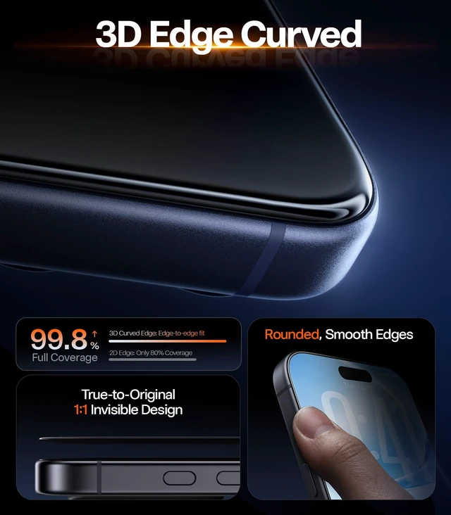 Alt view image 4 of 7 - OrigArmor for iPhone 18 Pro Max Screen Protector, Anti-Reflective | NO.1 AR Coating Technology, Anti-Glare, 3D Curved Full-Coverage, Military-Grade 9H+ Tempered Glass, Outdoor Activities