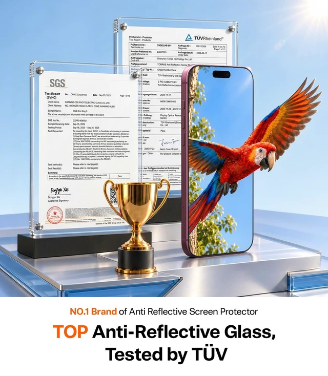 Alt view image 2 of 7 - SunView AR Ultra for iPhone 18 Pro Max/17 Pro Max Screen Protector | Anti Glare, Anti-Reflective, 12FT Military Protection, Bubble & Dust Free Install, 9H+ Tempered Glass, Full Coverage, 1-pack