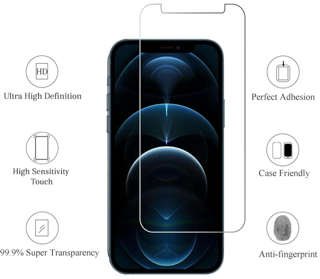 Alt view image 2 of 6 - 3 Pack Screen Protector for iPhone 12 Pro Max, Tempered Glass | 6.7 Inch, Case Friendly