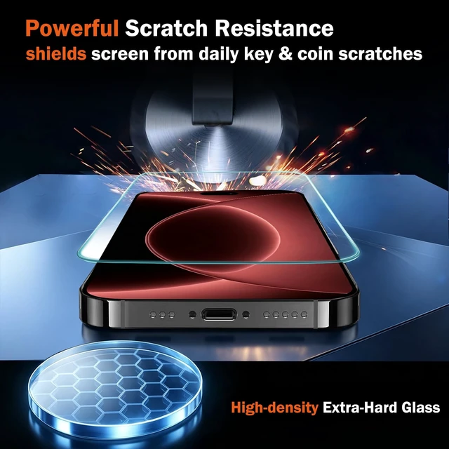Alt view image 3 of 7 - 3 Pack Screen Protector for iPhone 18 Pro Max, Tempered Glass | 9H+ Hardness, Military-Grade Shatterproof, Anti-Scratch, HD Clear, Case Friendly, Easy Installation, Bubble Free